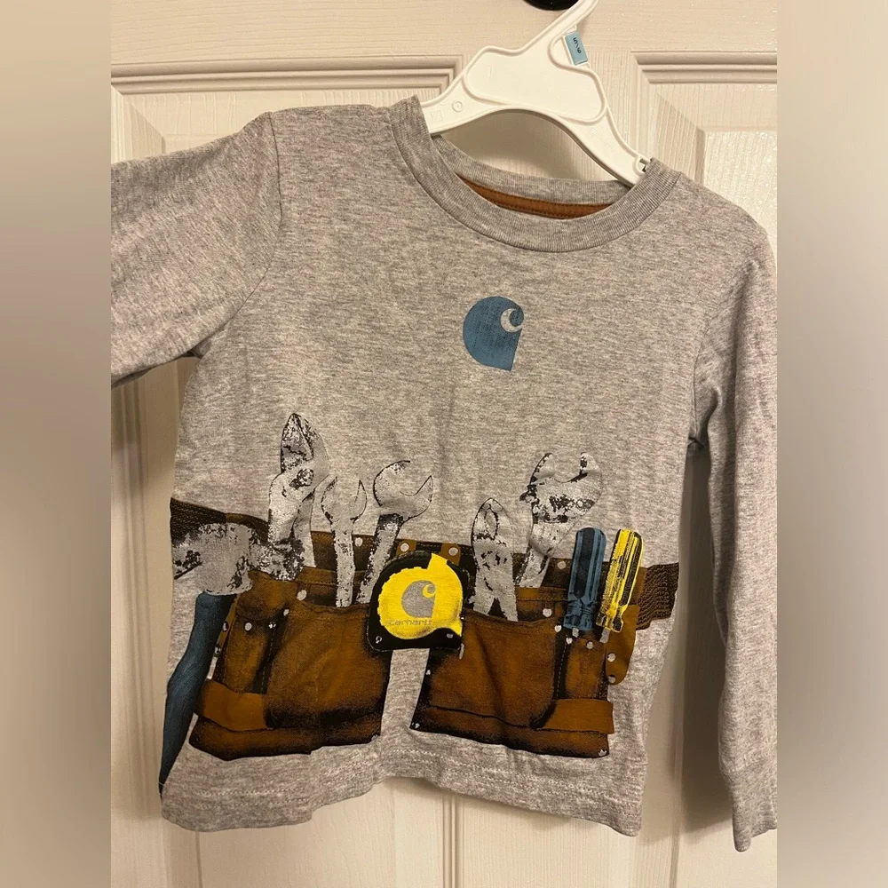 Carhartt Youth size 2T Grey Tool Belt Long Sleeve Shirt - Picture 2 of 7